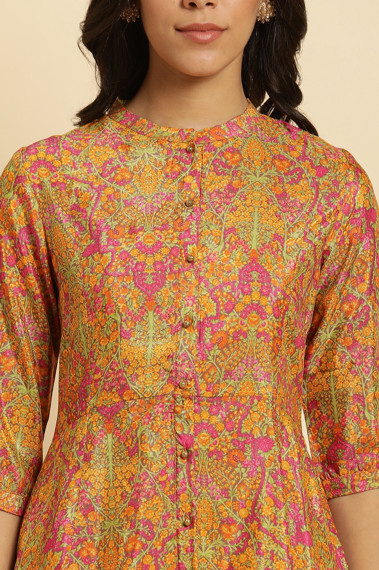 Multi-Coloured Floral Printed Kurta And Pants Set