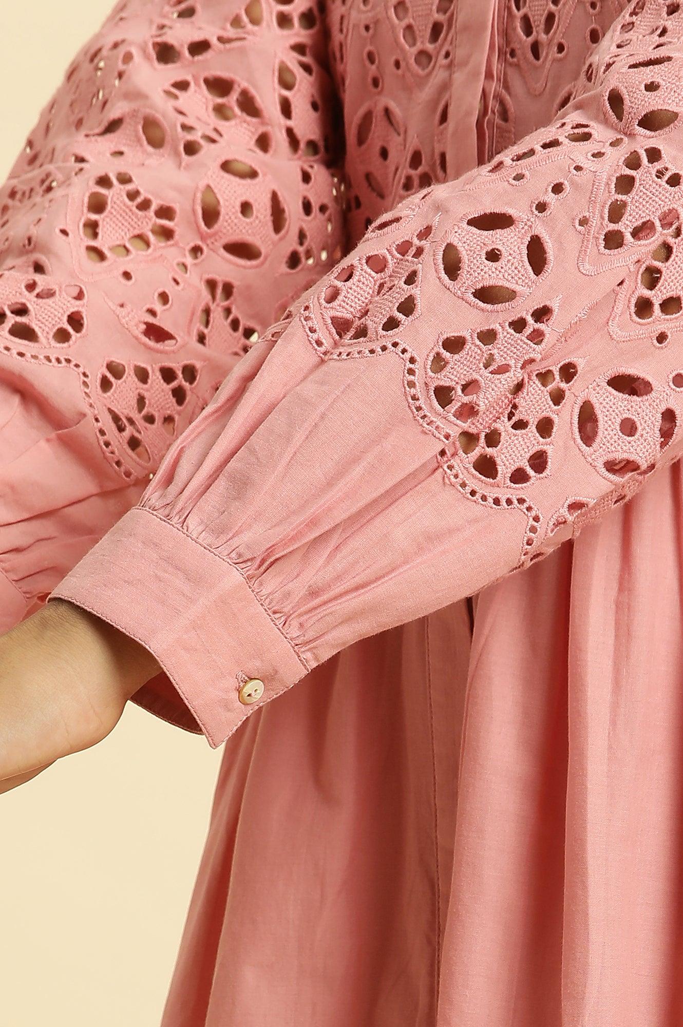 Pink Schiffli Western Shirt Dress - wforwoman