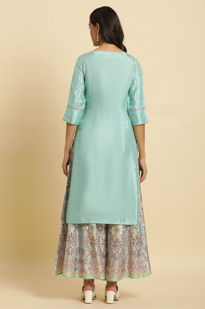 Bright Blue Embroidered Kurta - wforwoman