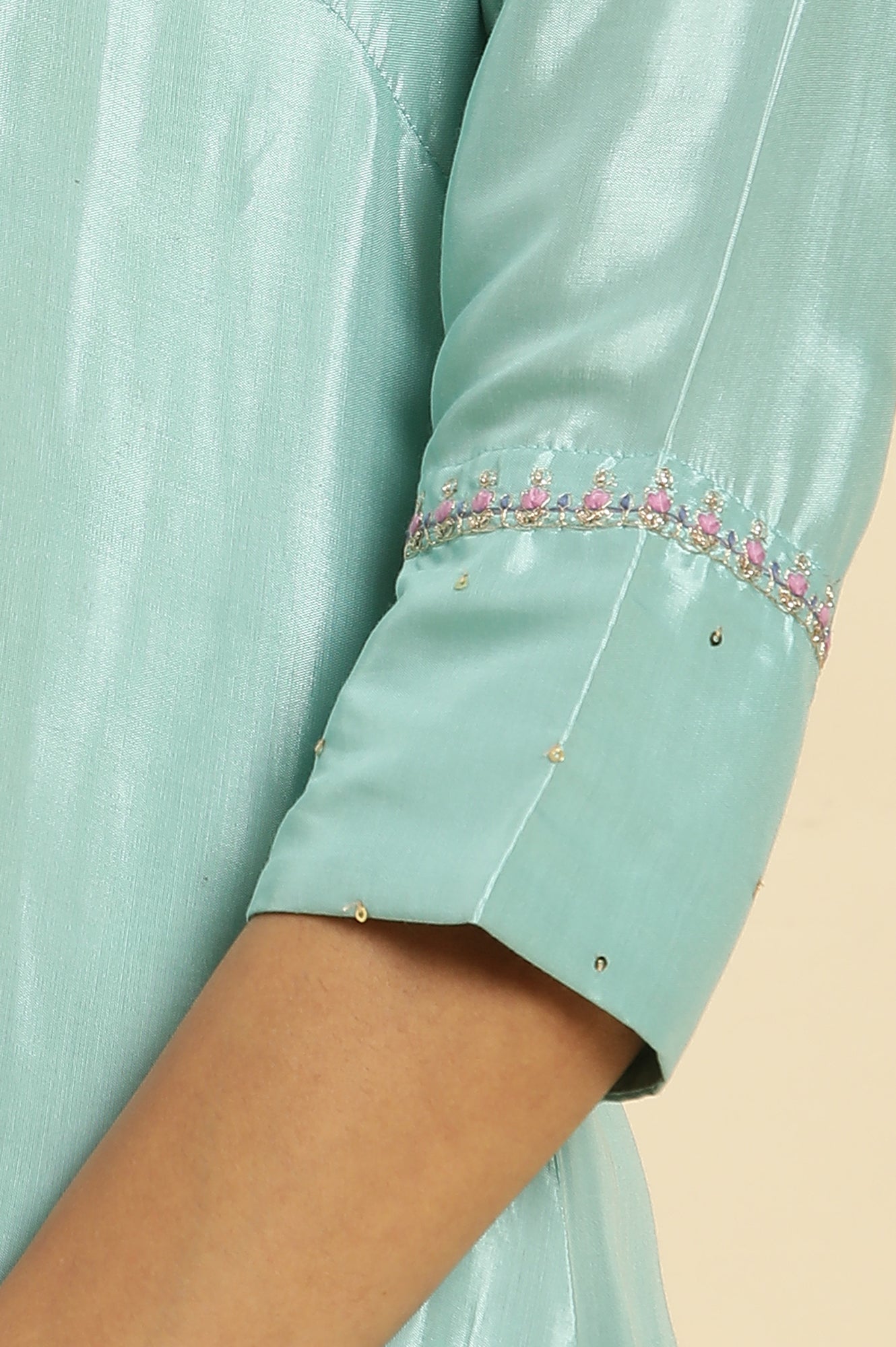 Bright Blue Embroidered Kurta - wforwoman