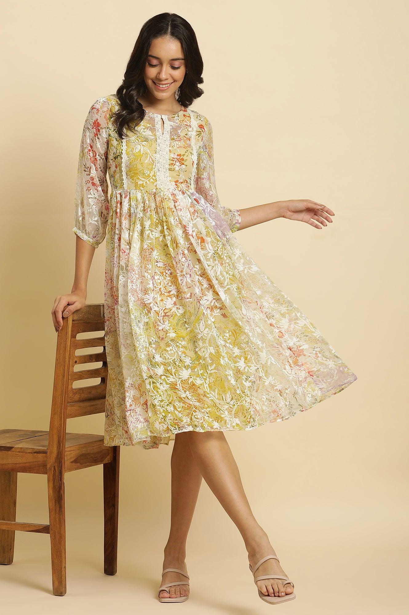Multi-Coloured Breezy Sheer Printed Short Dress - wforwoman