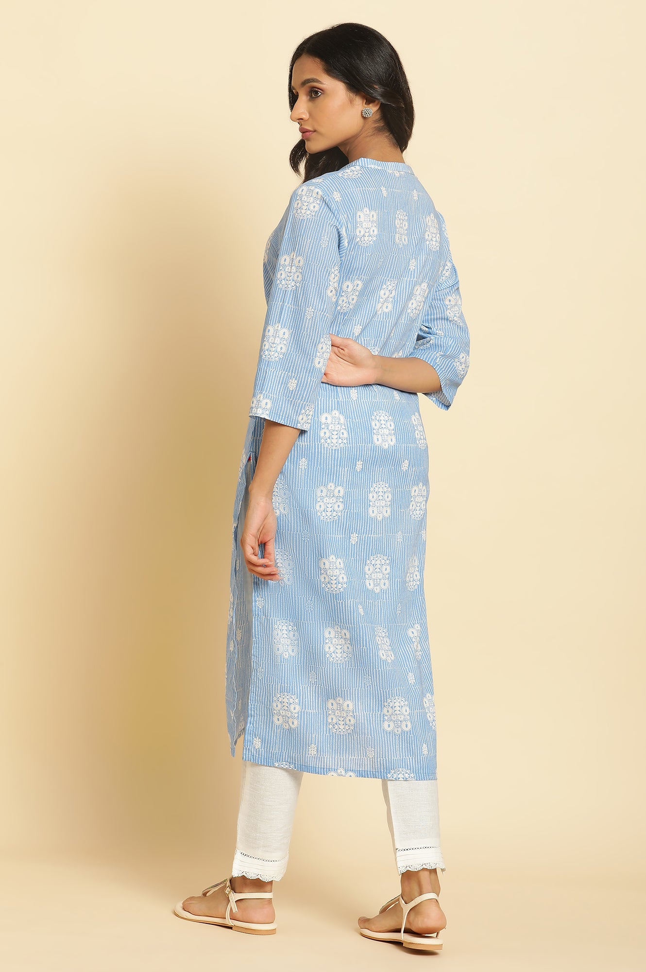 Blue Printed Straight Kurta