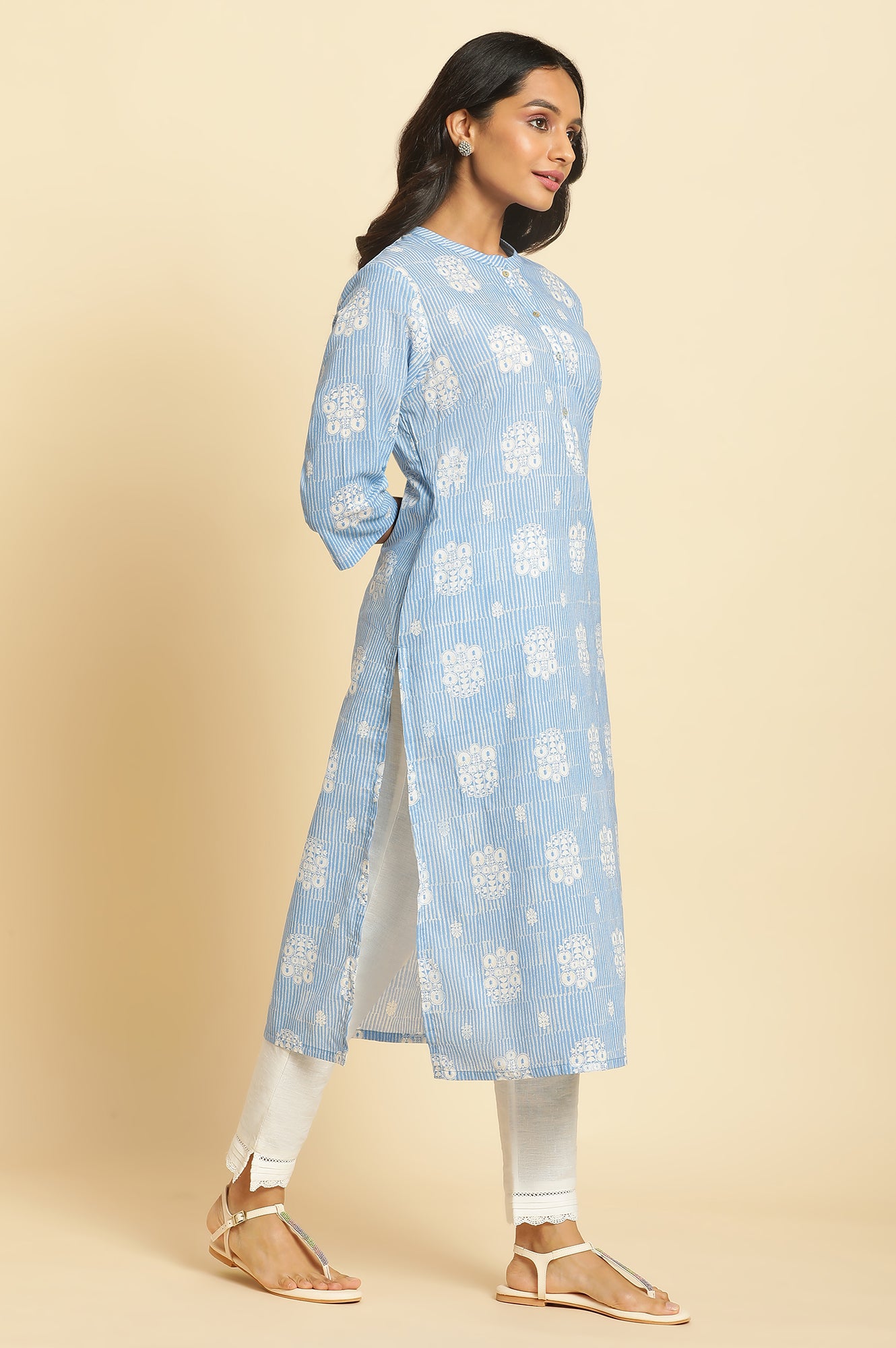 Blue Printed Straight Kurta