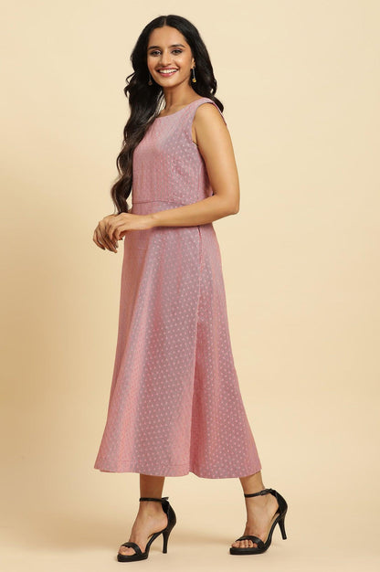 Pink Cotton Dobby Stripe Dress - wforwoman