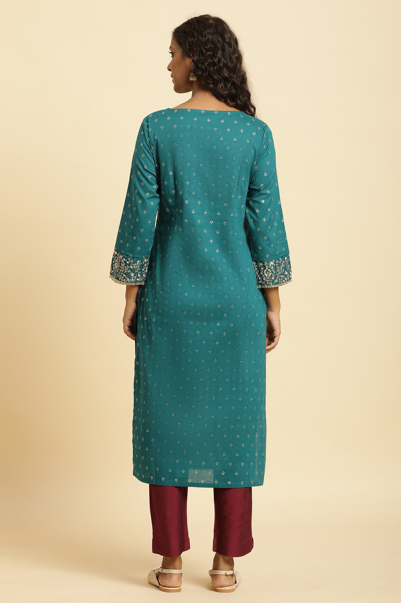 Blue Embroidered Festive Kurta