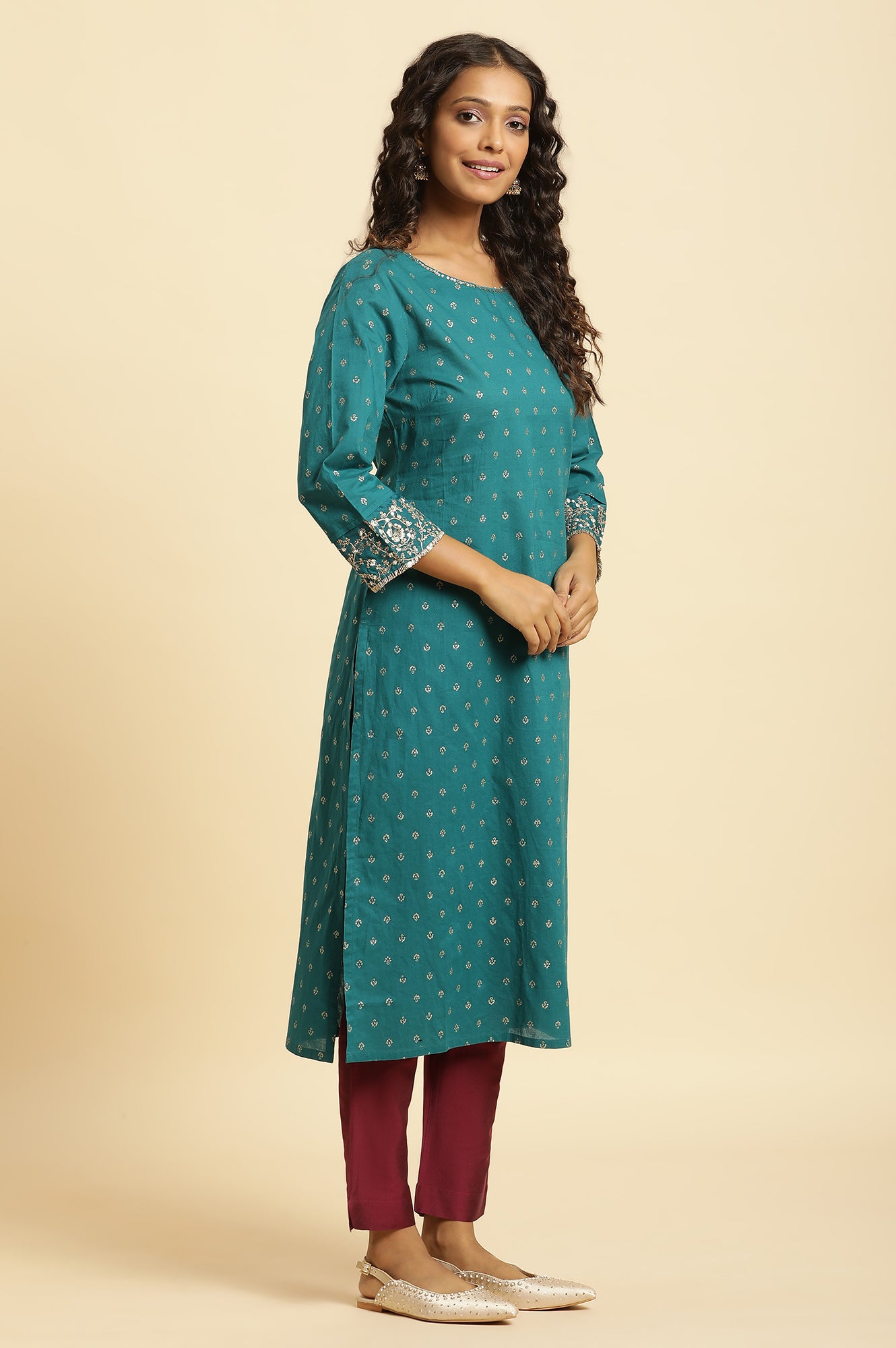 Blue Embroidered Festive Kurta