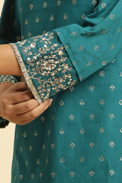 Blue Embroidered Festive Kurta