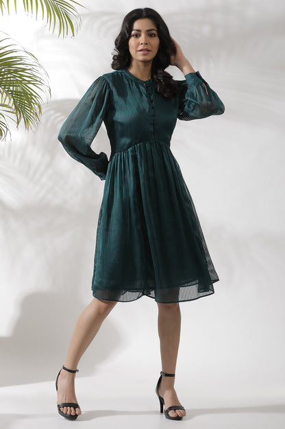 Dark Green Flared Short Western Dress