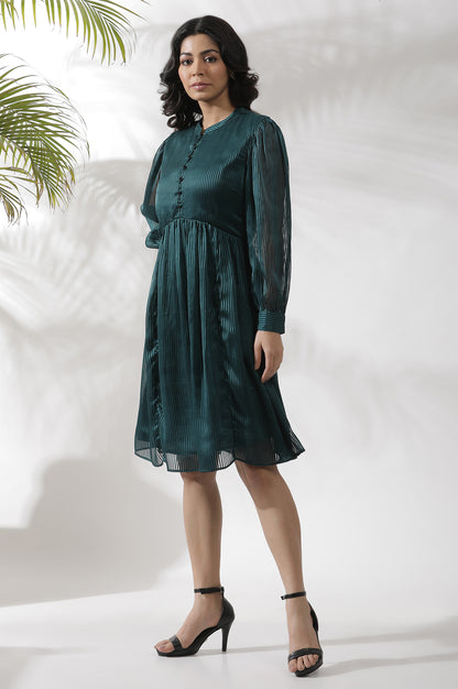 Dark Green Flared Short Western Dress