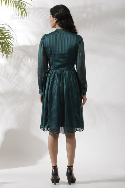 Dark Green Flared Short Western Dress