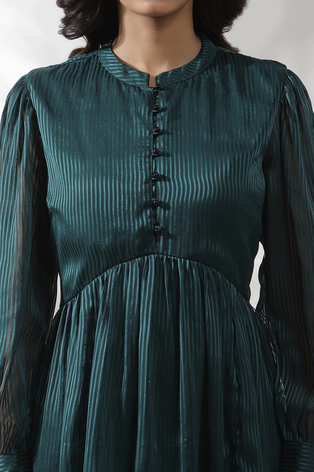 Dark Green Flared Short Western Dress