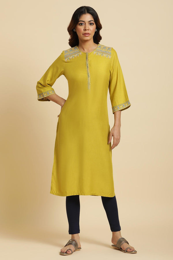 Cress Green Embroidered Kurta
