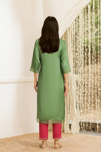 Green Embroidered Shantun Festive Kurta