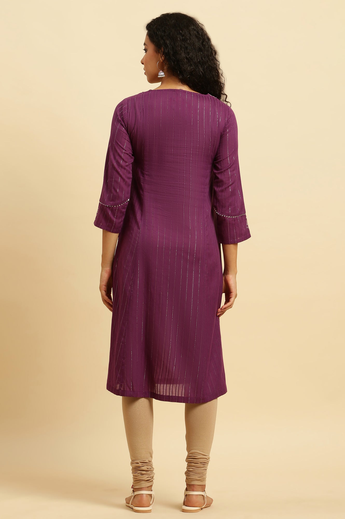 Purple Embroidered Heavy Festive Kurta - wforwoman