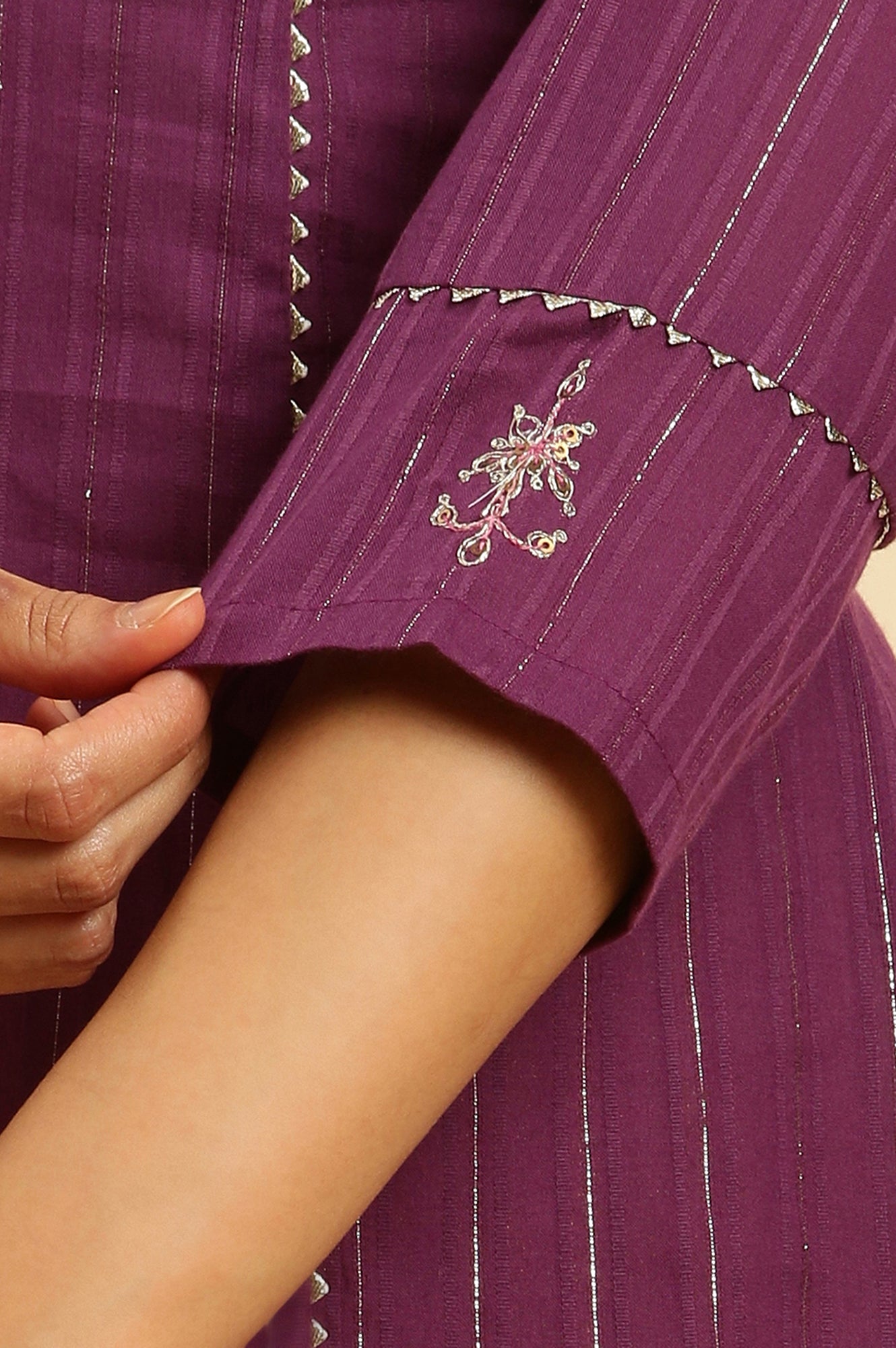 Purple Embroidered Heavy Festive Kurta - wforwoman