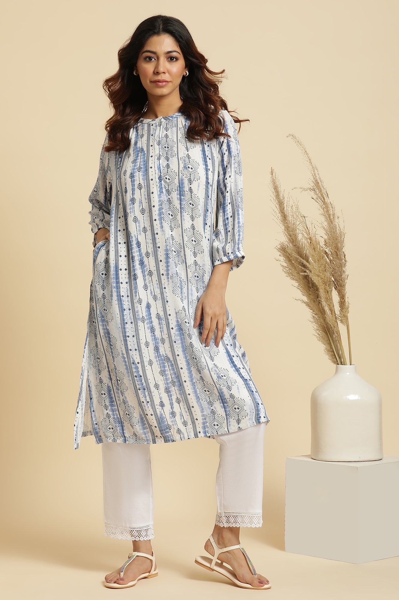 Indigo Blue Abstract Print Kurta