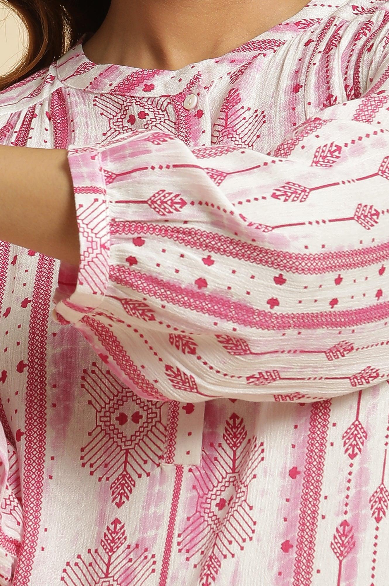 Pink Abstract Print Kurta - wforwoman