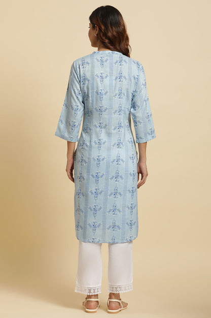 Blue Geometric Printed Shirt Kurta - wforwoman