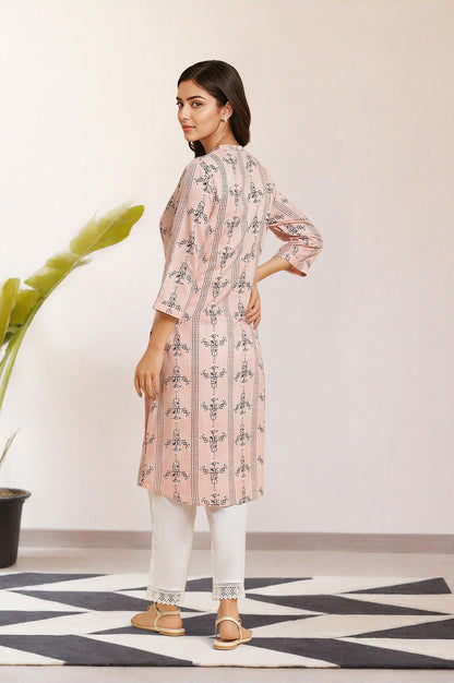 Pink Geometric Printed Rayon Straight Shirt Kurta