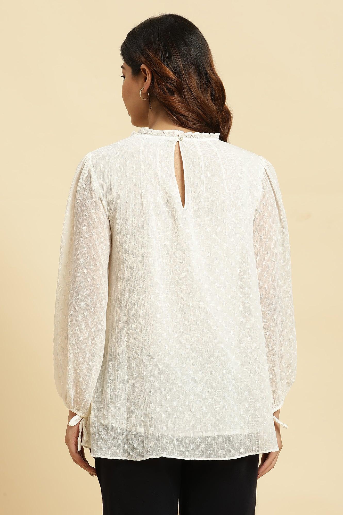 Buy White Socking Chiffon Swiss Dot Western Top @ 2599 | W for
