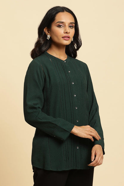 Dark Green Button Down Shirt - wforwoman