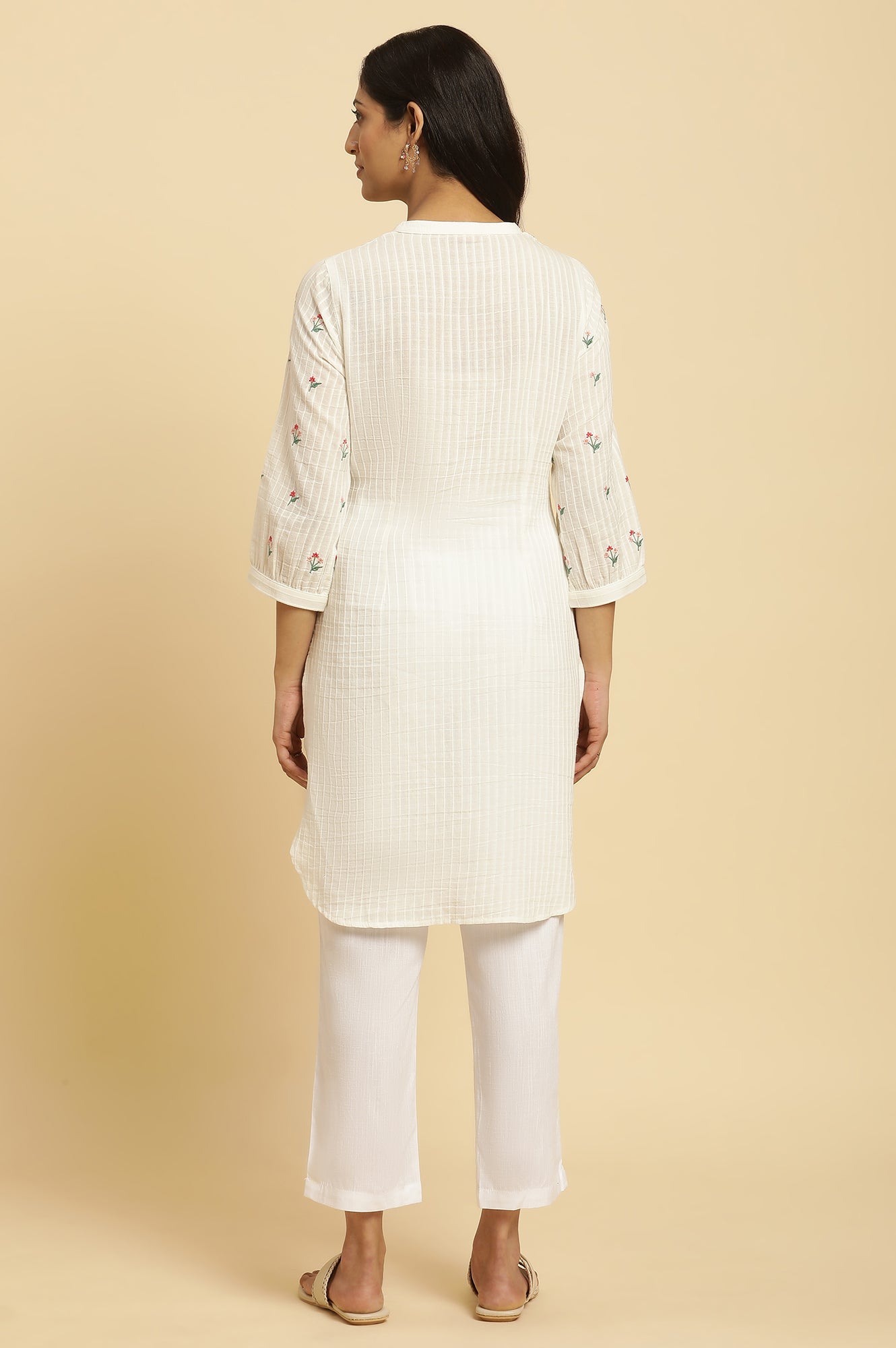 White Embroidered Contemporary Tunic - wforwoman