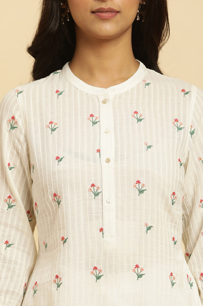 White Embroidered Contemporary Tunic - wforwoman