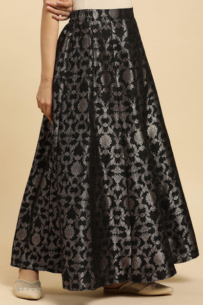 Black Jacquard Flared Skirt - wforwoman