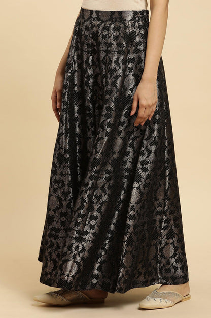 Black Jacquard Flared Skirt - wforwoman