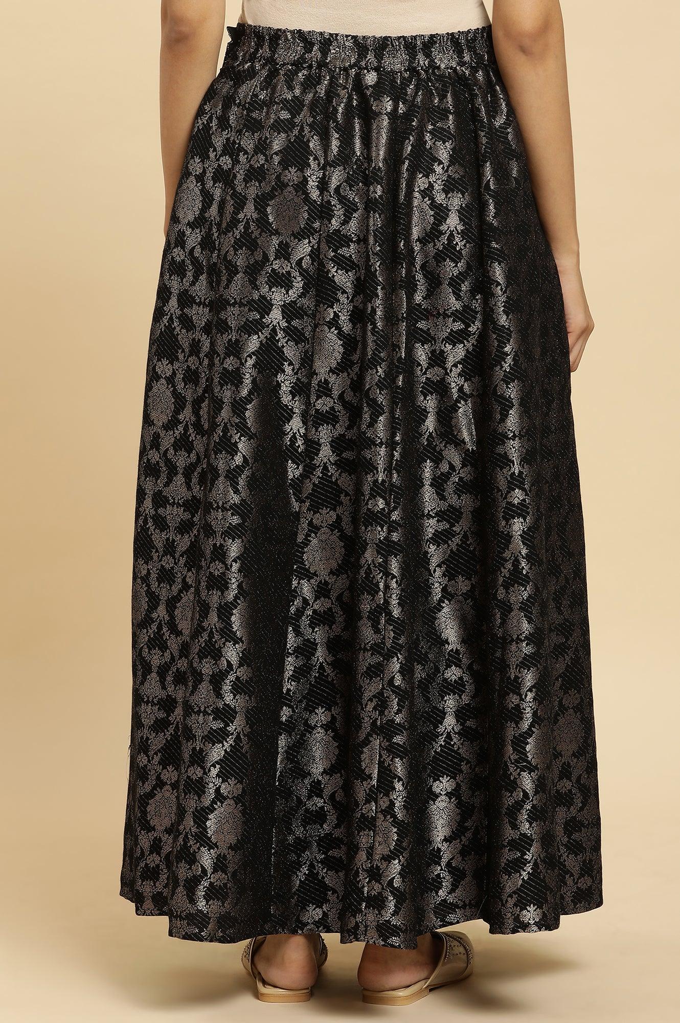 Black Jacquard Flared Skirt - wforwoman