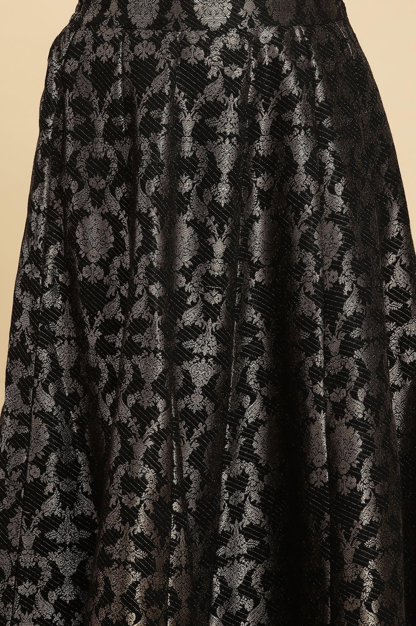 Black Jacquard Flared Skirt - wforwoman