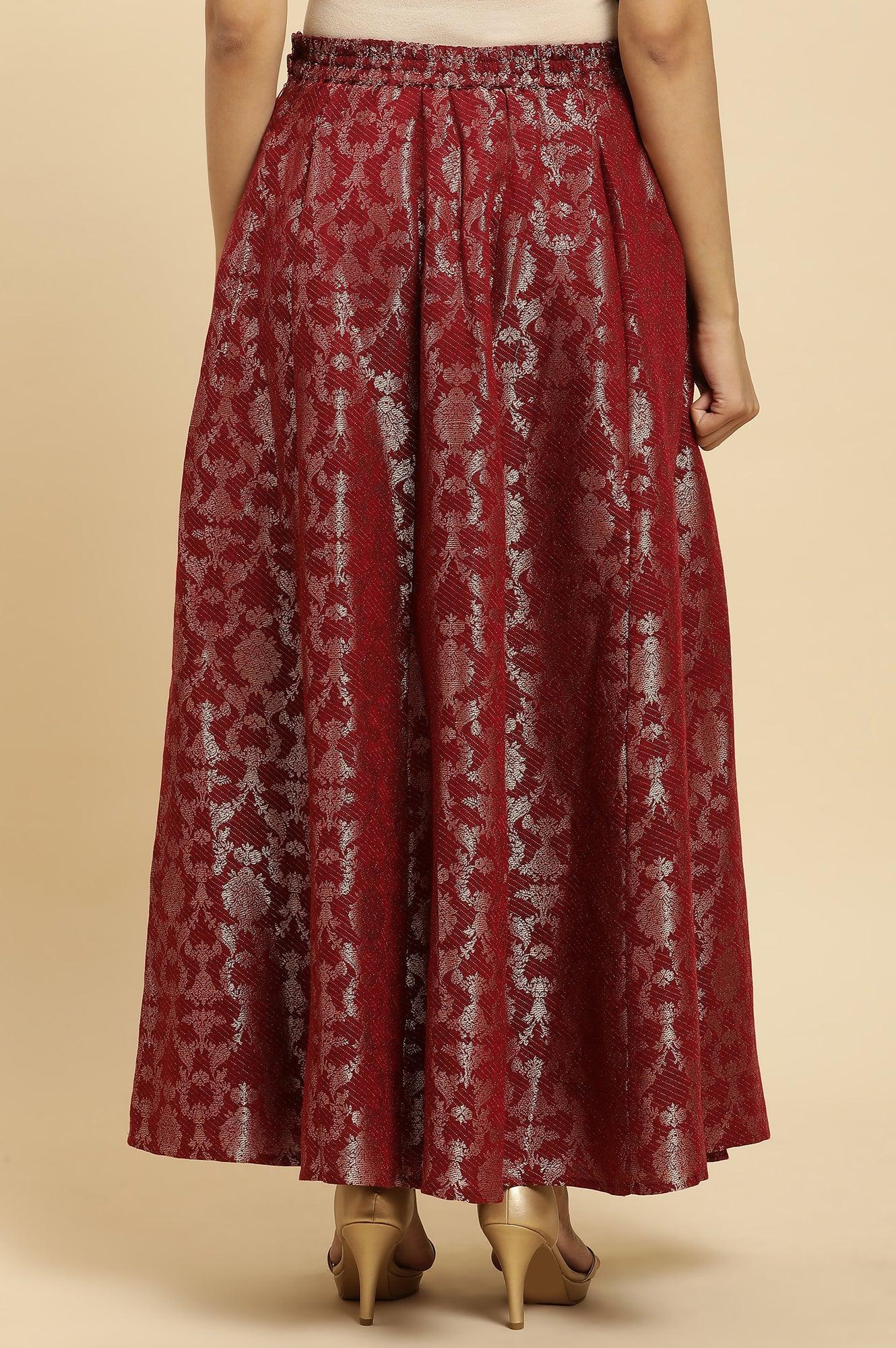 Buy Maroon Jacquard Flared Skirt Online for Woman WforWoman