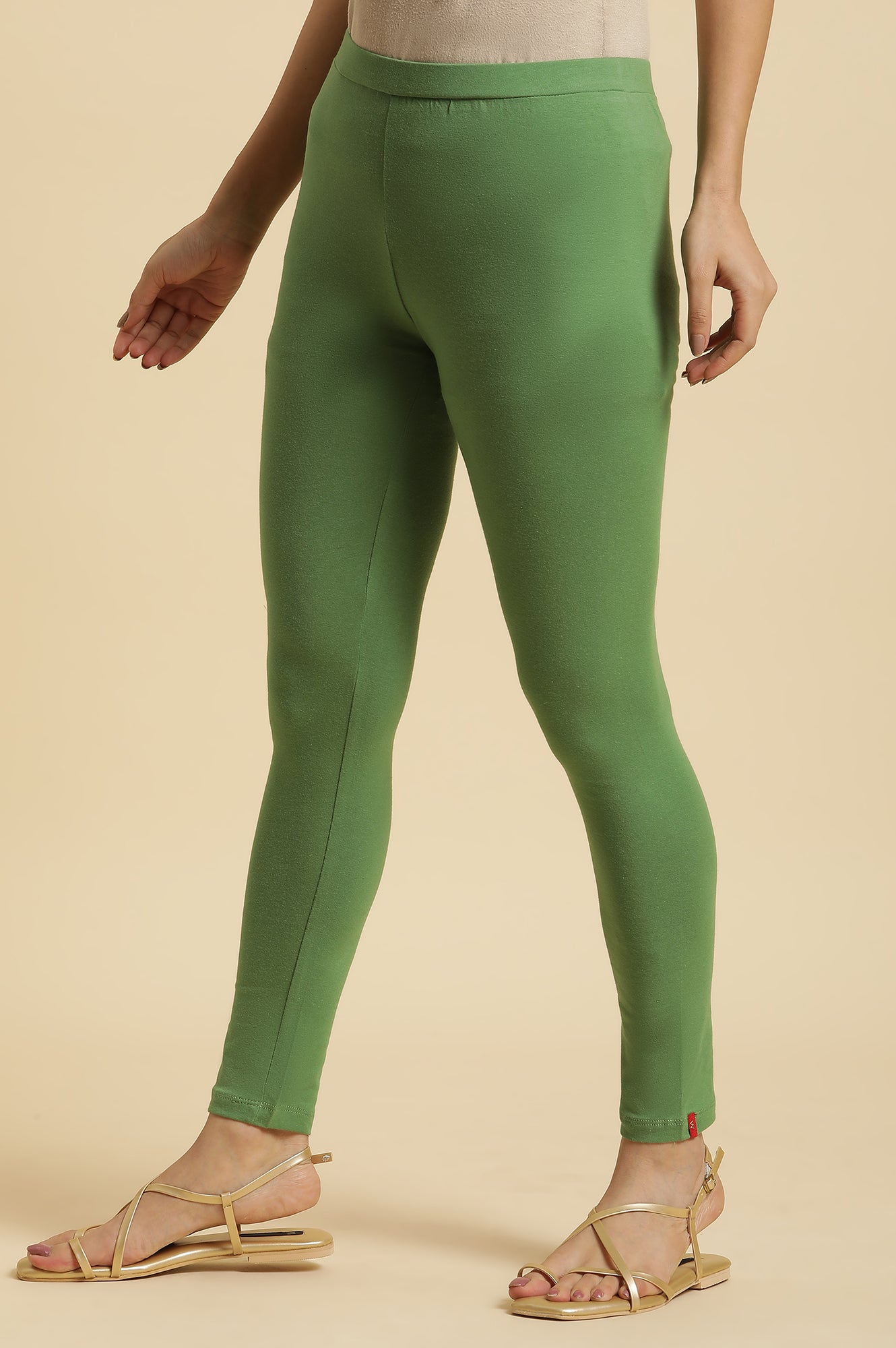 Olive Green Cotton Jersey Lycra Tights