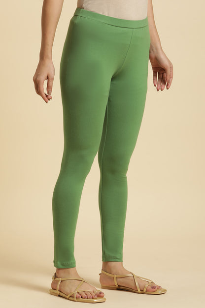Olive Green Cotton Jersey Lycra Tights