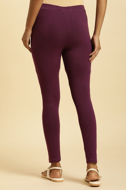 Purple Knitted Solid Tights