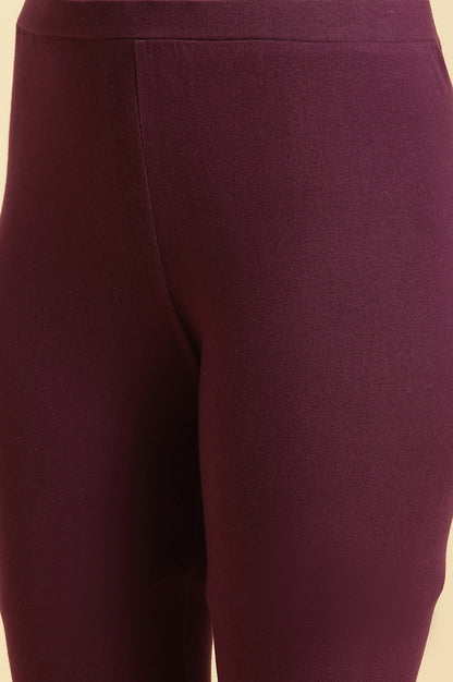 Purple Knitted Solid Tights