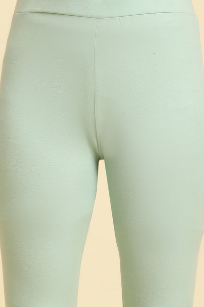 Mint Blue Knitted Solid Tights