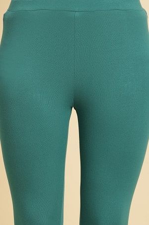 Teal Cotton Jersey Lycra Tights