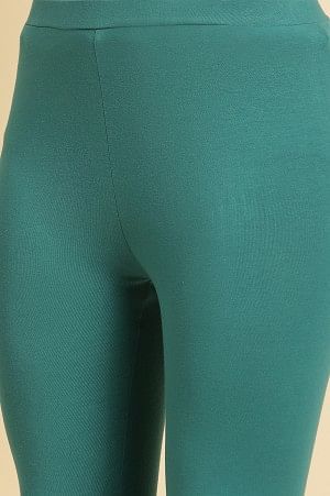 Teal Cotton Jersey Lycra Tights