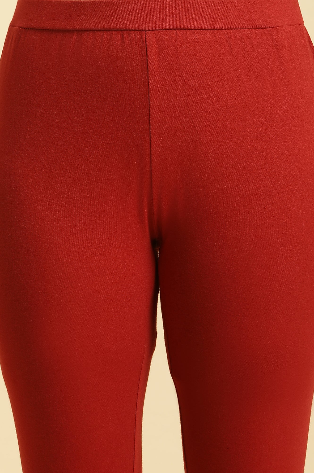 Rust Red Knitted Solid Tights