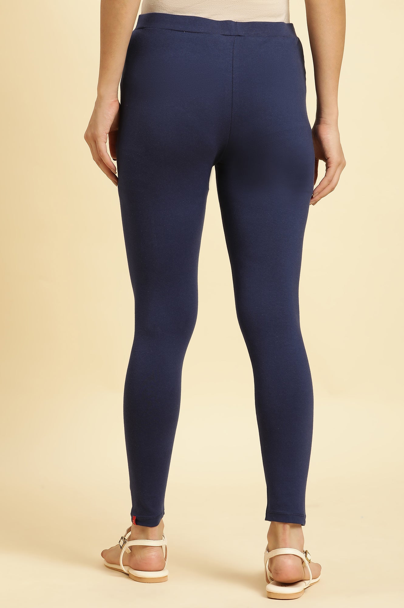 Ink Blue Cotton Jersey Lycra Tights