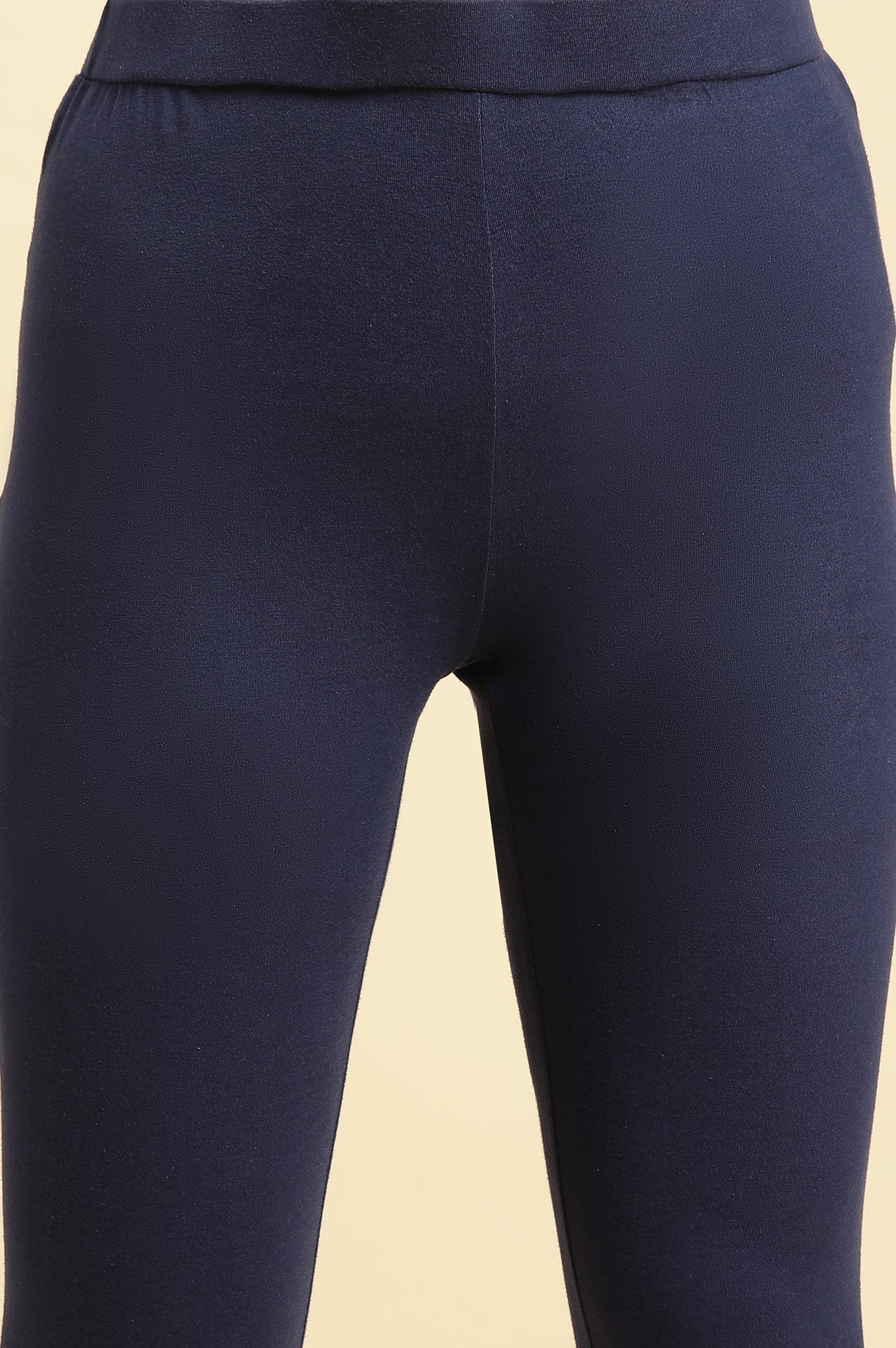 Ink Blue Cotton Jersey Lycra Tights