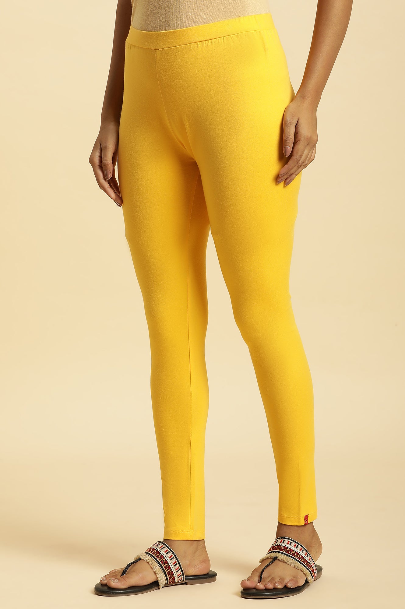 Yellow Cotton Jersey Lycra Tights