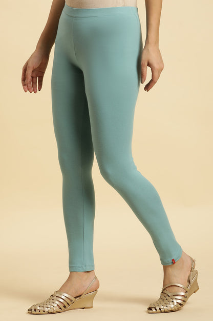 Teal Blue Cotton Jersey Lycra Tights