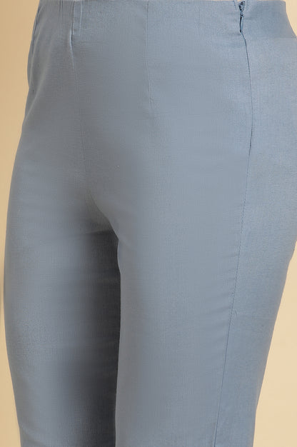 Blue Solid Slim Pants