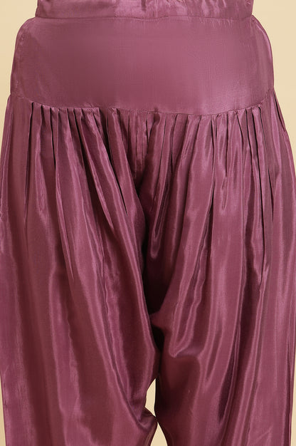 Purple Pleated Shantung Salwar