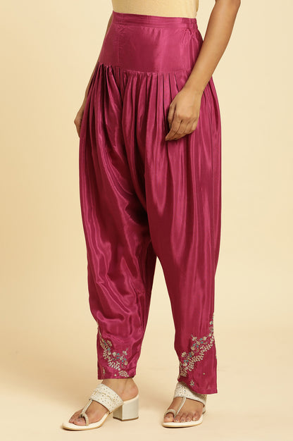 Purple Pleated Shantung Salwar