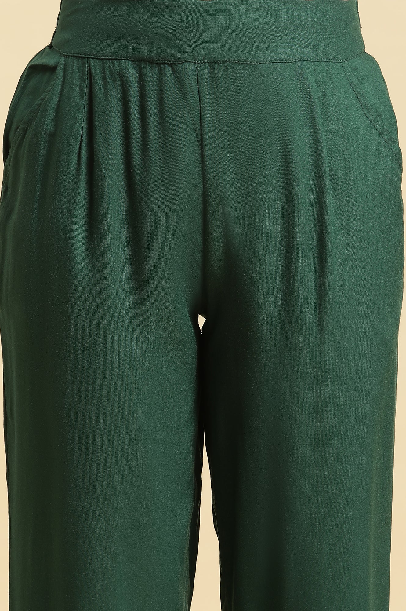 Green Embroidered Straight Pants