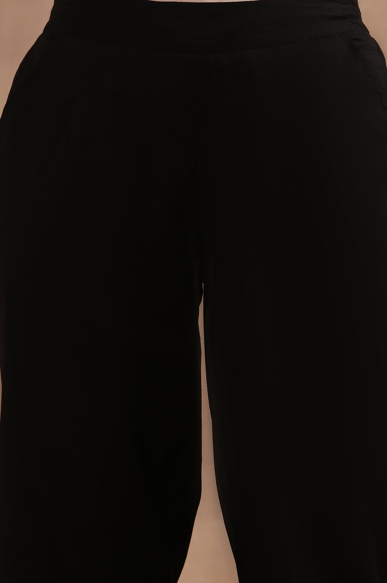 Black Schiffli Straight Pants