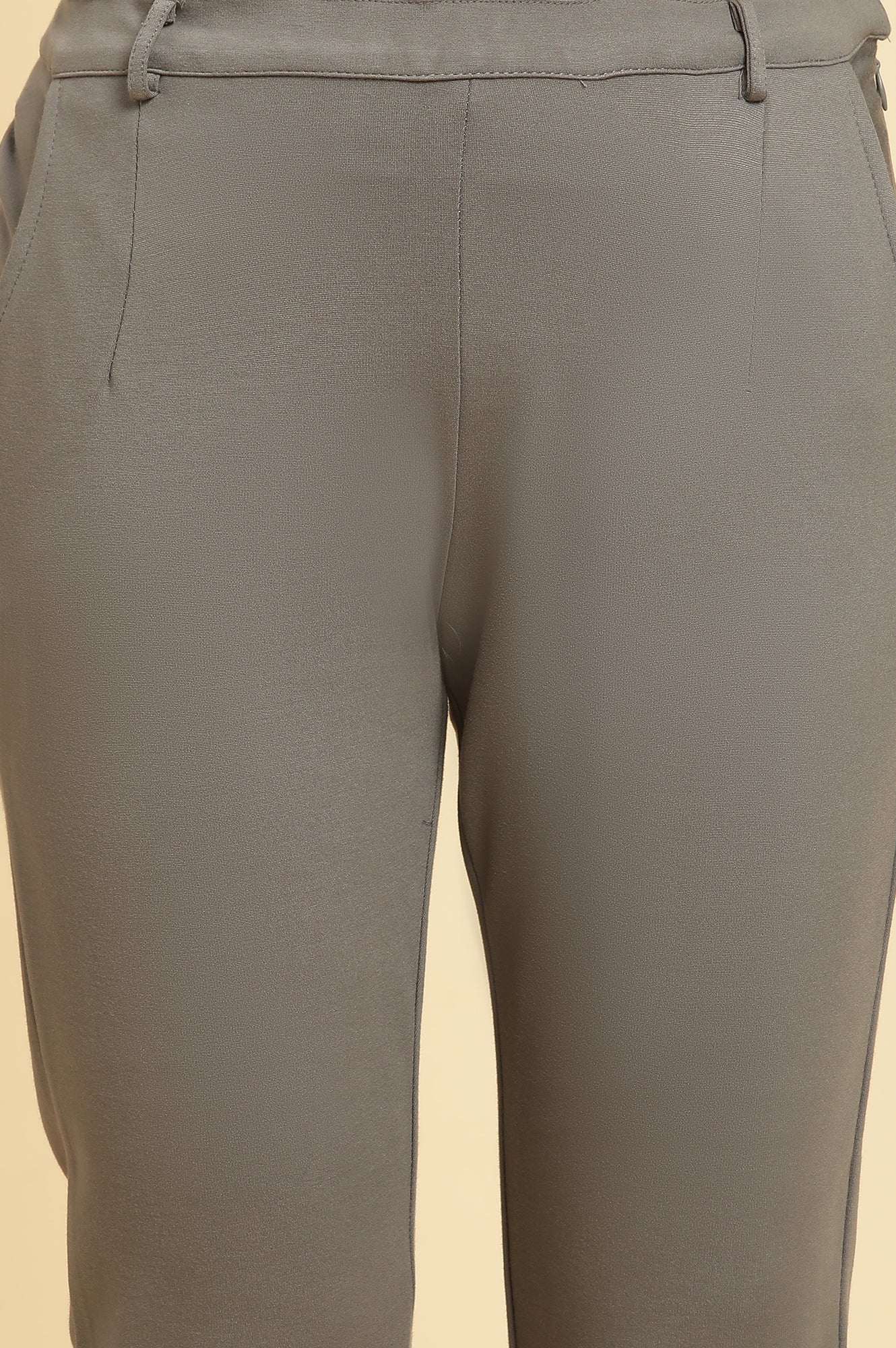 Grey Slim Fit Elasticated Western Pants